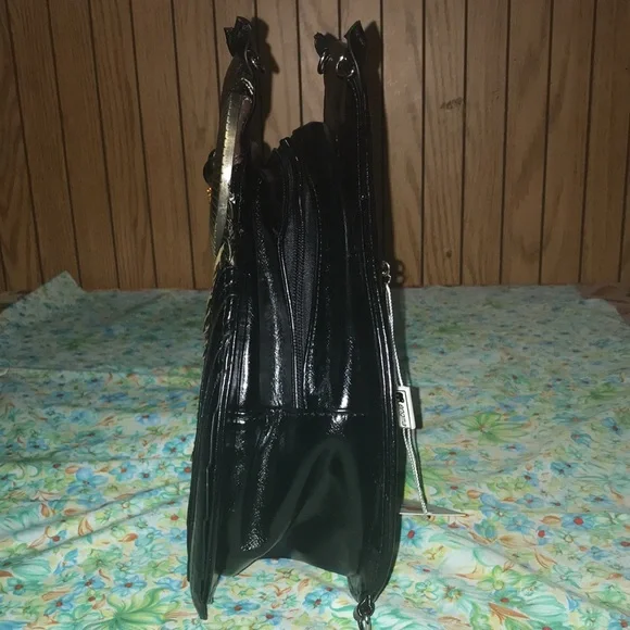 Black & gold leather owl engma backpack purse - Picture 4 of 7